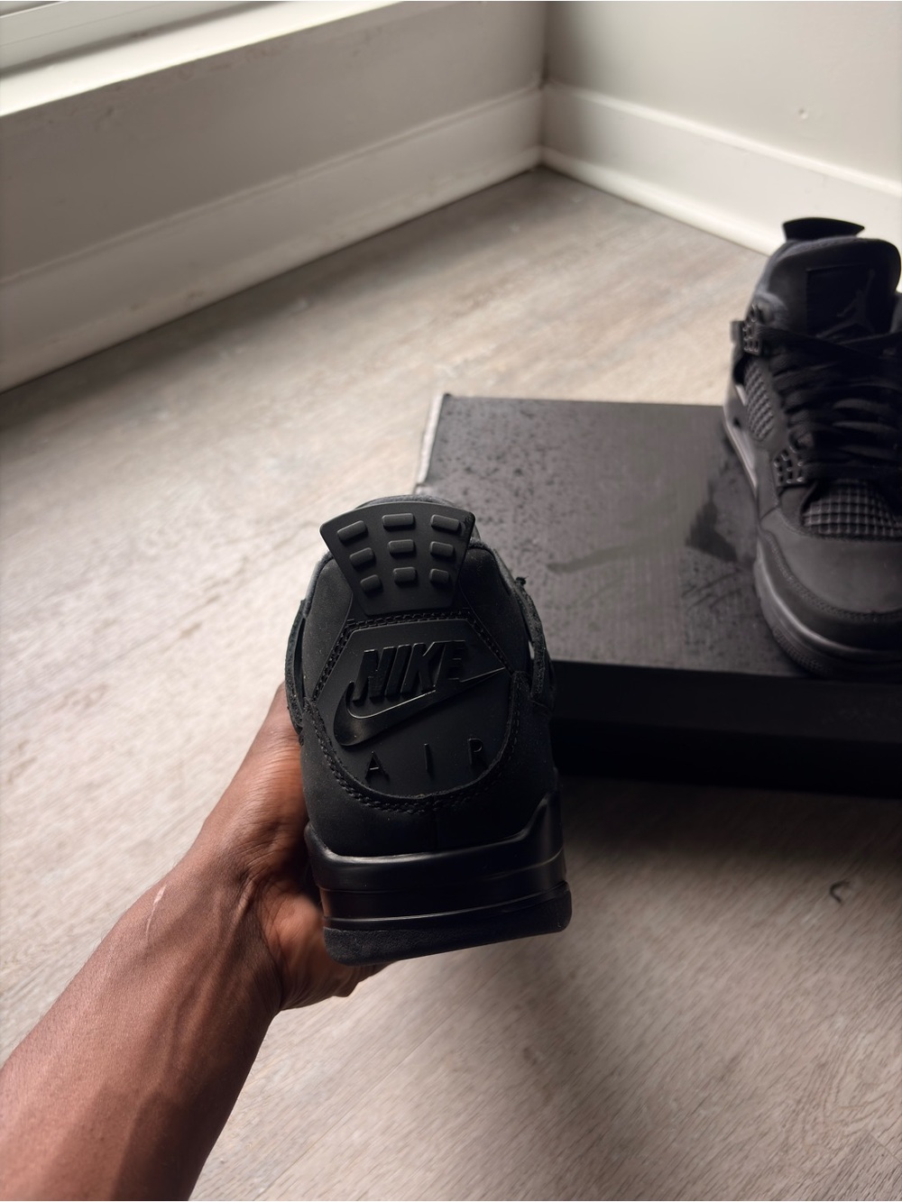 Nike Air Jordan 4 Retro Black Men's Sneakers - Picture 4 of 6